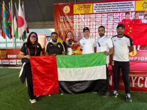 بطلة الإمارات صفية الصايغ تتقلد الفضة في بطولة آسيا للدراجات
