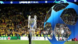 The UEFA Champions League trophy is displayed before the final match between Real Madrid and Borussia Dortmund, London, U.K., June 1, 2024. (Shutterstock Photo)