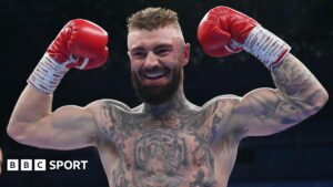 Lewis Crocker celebrates his win over Paddy Donovan