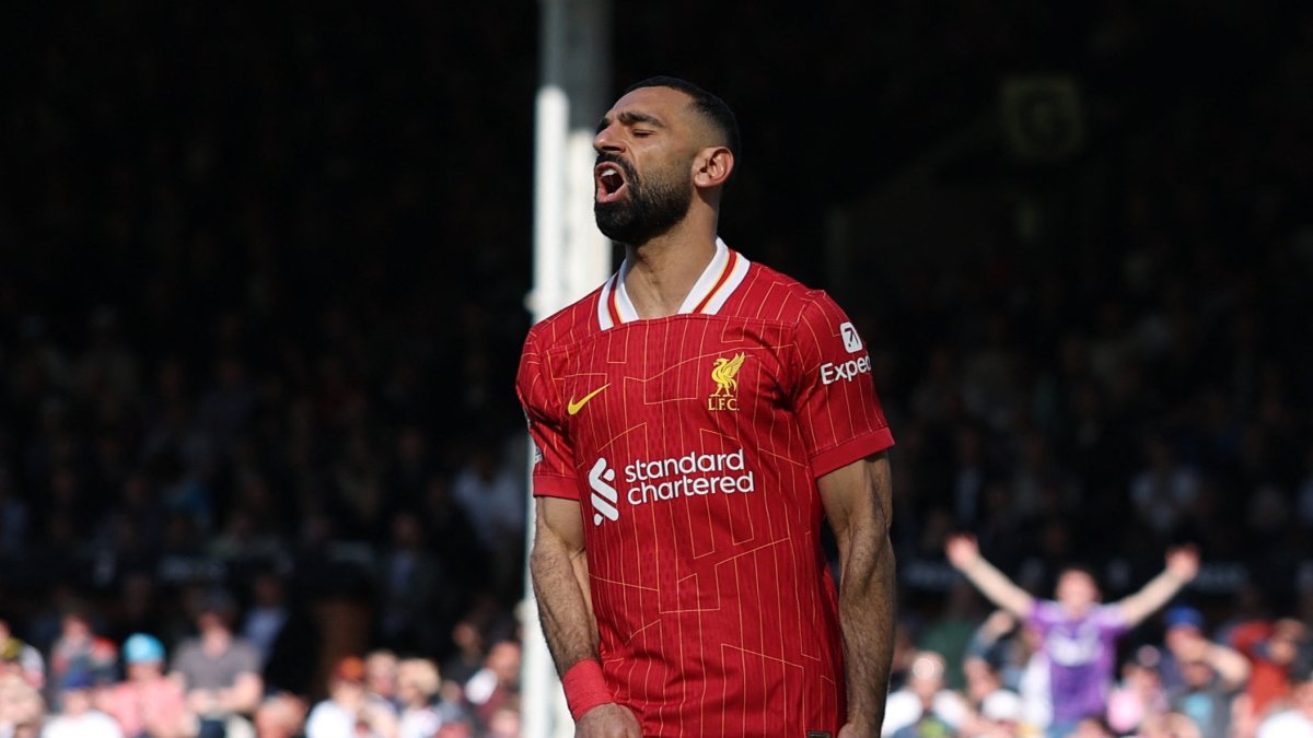 Liverpool's Mohamed Salah reacts during the Premier League match against Fulham at Craven Cottage, London, U.K., April 6, 2025. (Reuters Photo)